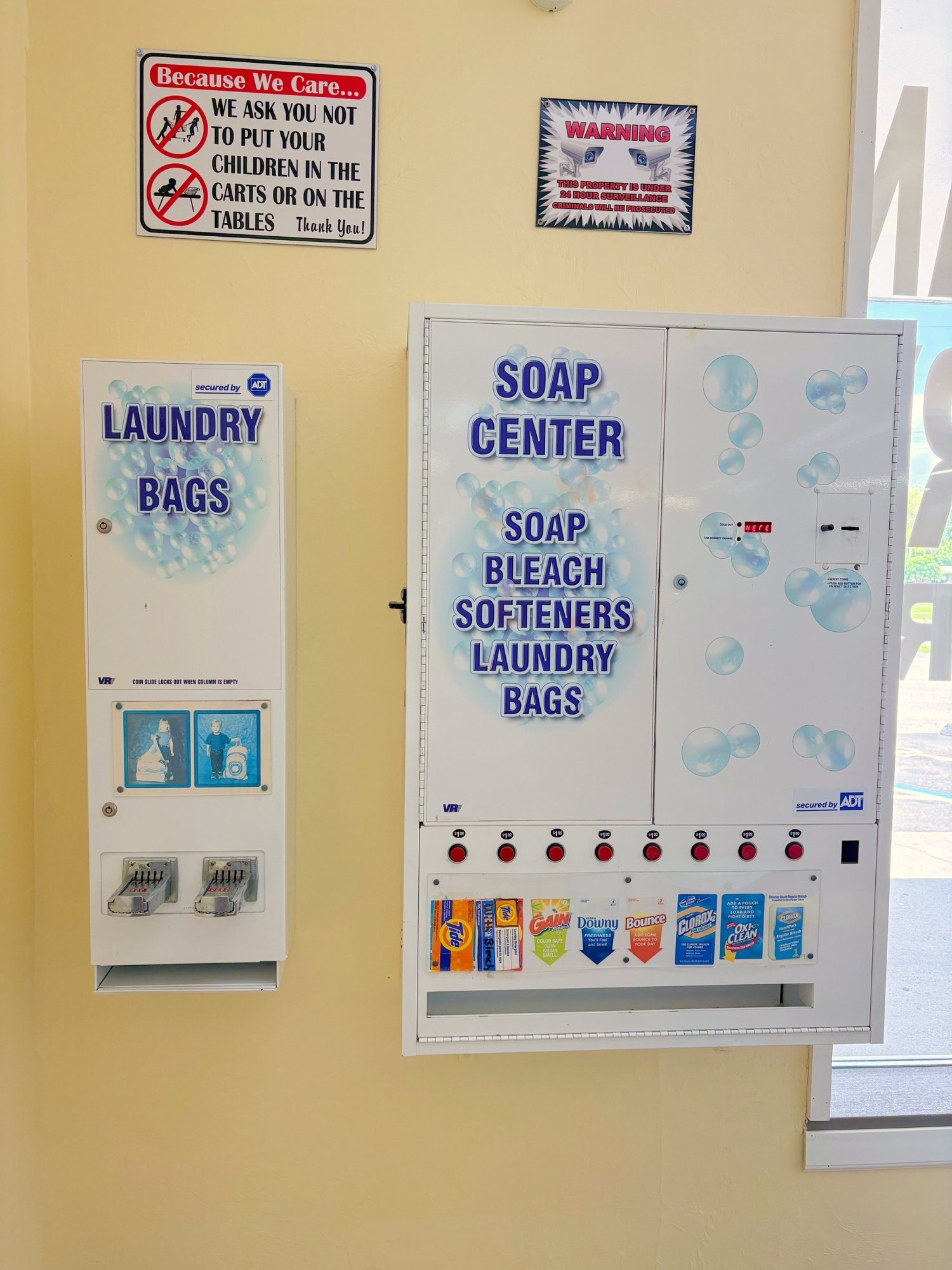 Soap center with detergent, bleach and laundry bags